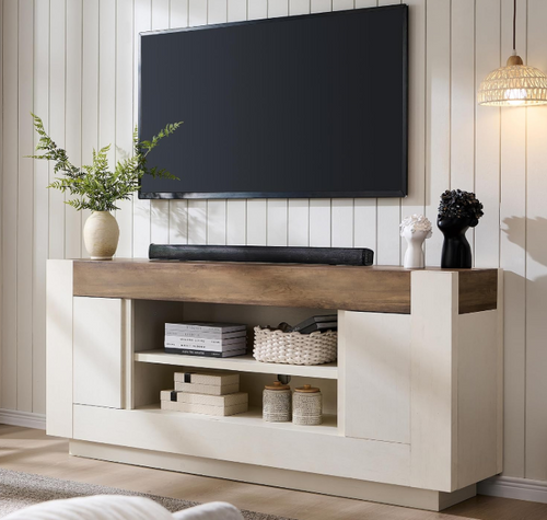 Furniturre 70" TV Stand for Up to 80" TV Antique White