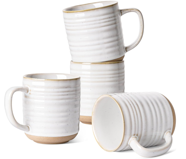 Furniturre 18 oz Ceramic Coffee Mug Set of 4 Arctic White