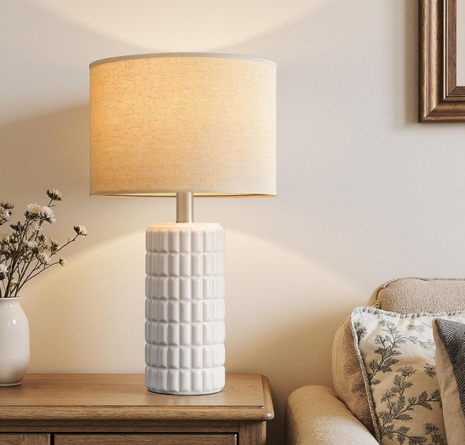 Furniturre 23" Modern Ceramic Table Lamps Set of 2 White