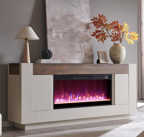 Furniturre 70" Fireplace TV Stand for Up to 80" TV White